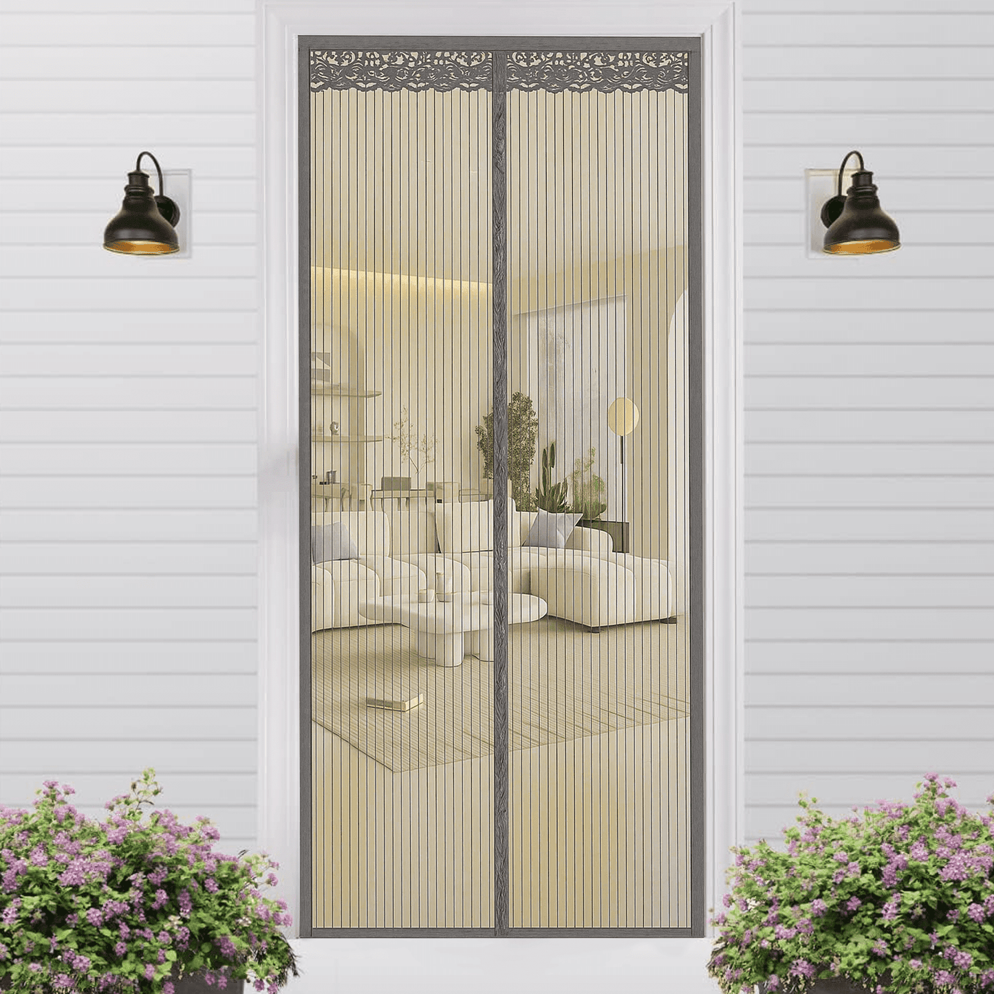 Magnetic Screen Door for Home, Auto-Close Heavy Duty Mesh Curtain, Bug Proof & Pet Friendly Design, Easy-Install Hands Free Entry, 35.4" x 82.7", Gray