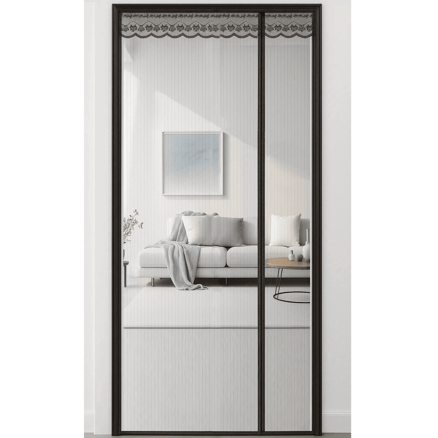 Magnetic Screen Door for Home, Auto-Close Heavy Duty Mesh Curtain, Bug Proof & Pet Friendly Design, Easy-Install Hands Free Entry, 35.4" x 82.7", Black