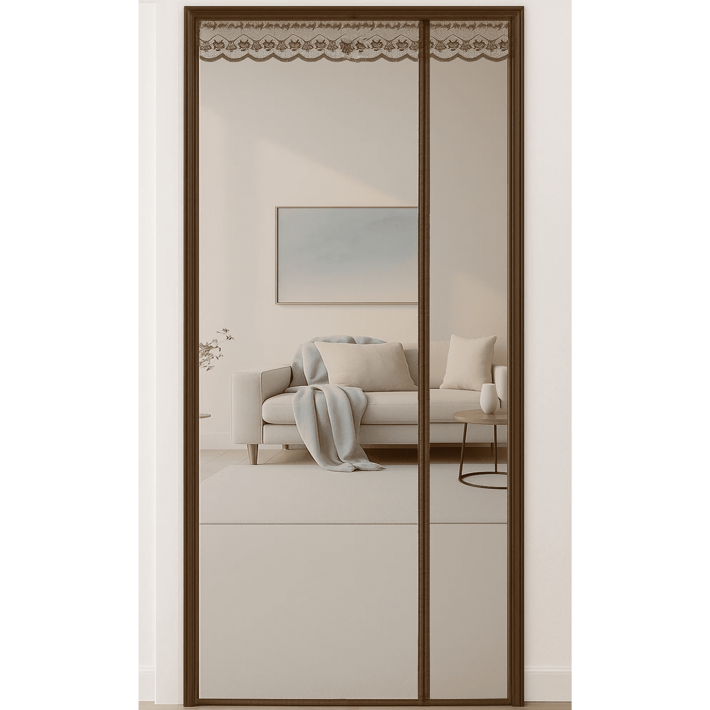 Magnetic Screen Door with Side Opening, Auto-Close Durable Mesh Curtain, Bug Proof & Pet Safe Design, Effortless Access for Family, 35.4" x 82.7", Coffee Brown