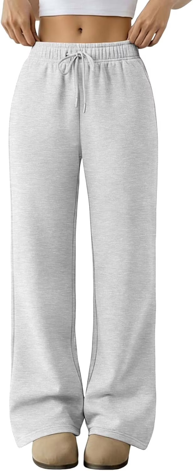 MLDRA Women's Wide-Leg Sports Pants Yoga Sweatpants High-Waisted Loose Jogging Pants with Drawstring & Side Pockets, Soft & Comfortable Lightweight for Summer