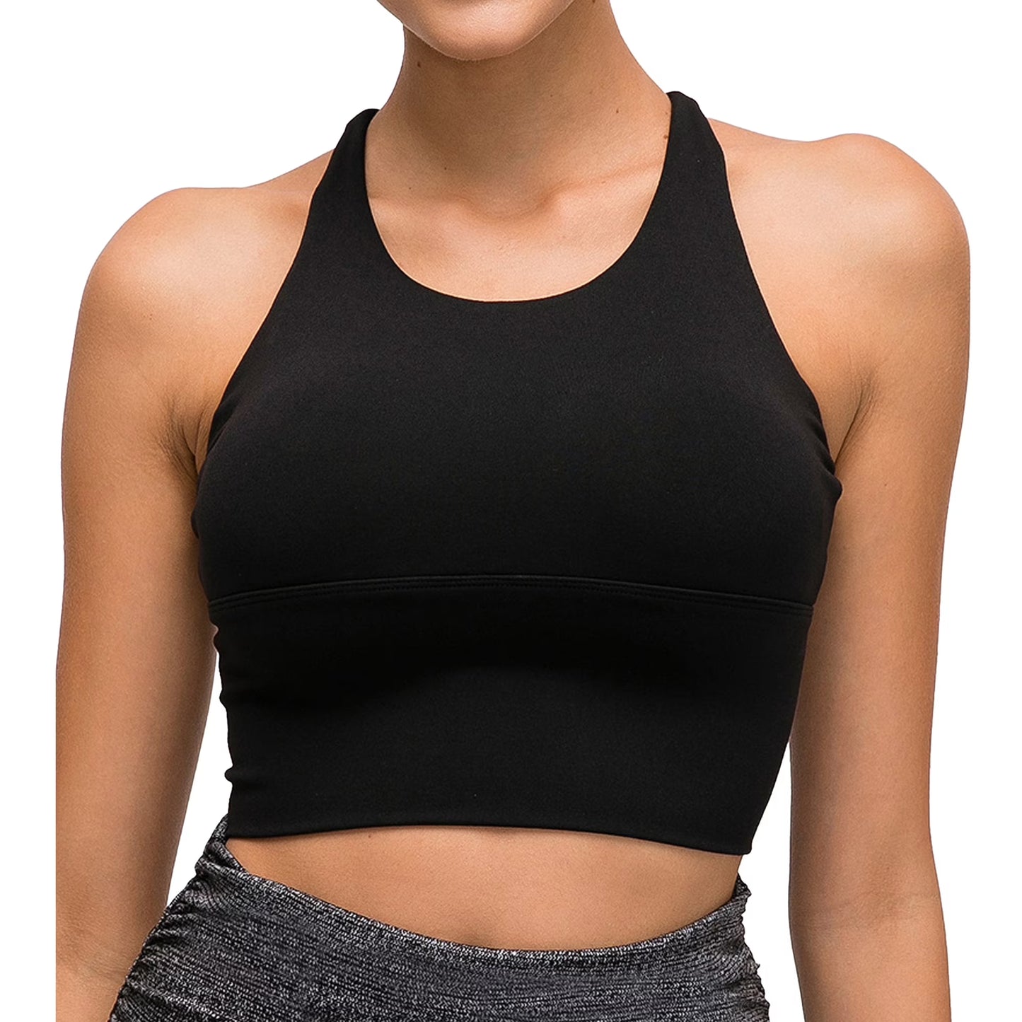 Sports Bra for Women Crop Tank Strappy Medium Support Padded Yoga Top Criss Cross Open Back Removable Cups for Workout Running