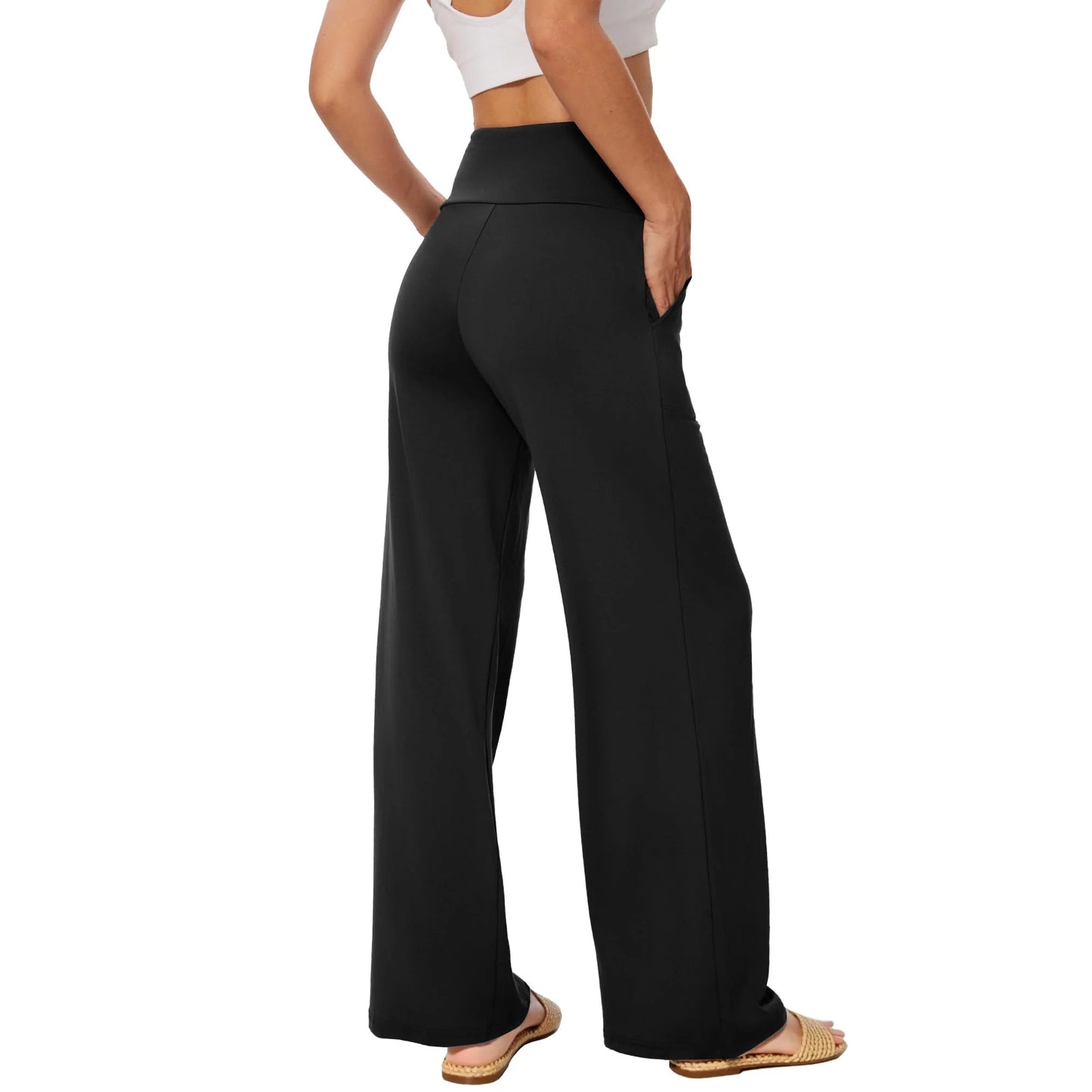 MLDRA Women's Wide Leg Pants Yoga Casual with Pockets Loose Trousers High Waisted sweatpants Palazzo Lounge Pants