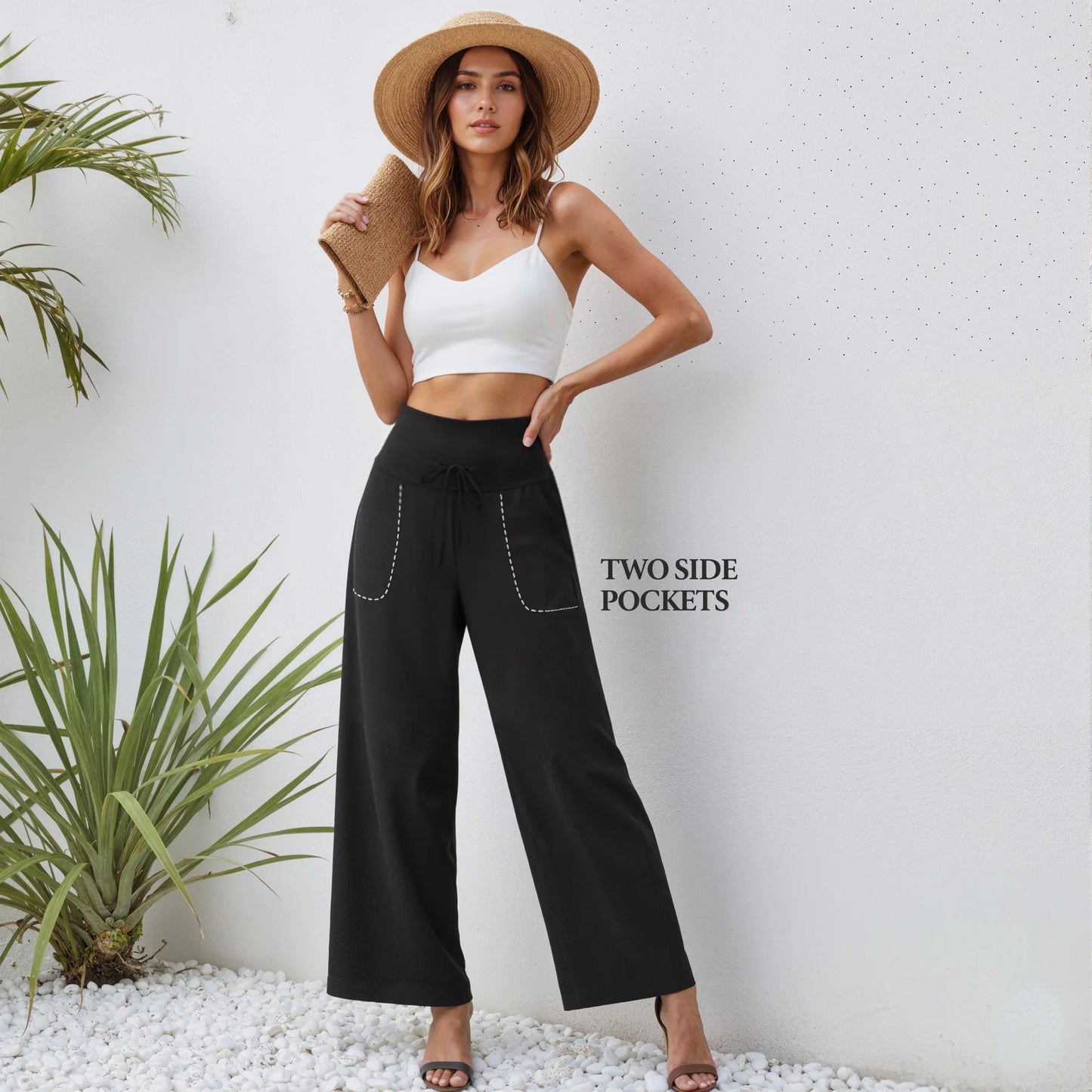 MLDRA Women's Wide Leg Pants Yoga Casual with Pockets Loose Trousers High Waisted sweatpants Palazzo Lounge Pants