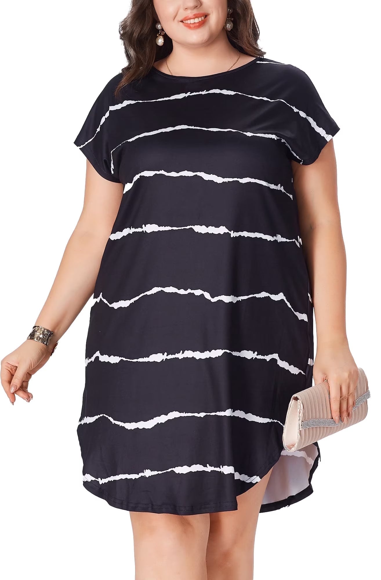 MLDRA Women's Plus Size Dresses V Neck Casual Loose Tropical Print Sundress Summer Cami Dress Boho