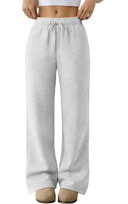 MLDRA Women’s Wide Leg Casual Lounge Pants for Work Going Out Travel,2026 Women Grey Pants with Drawstring Elastic Waist and Pockets