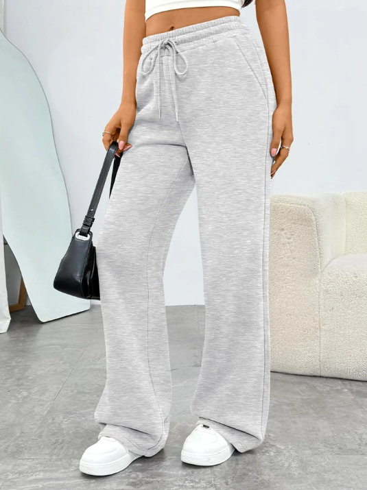 MLDRA Women’s Wide Leg Casual Lounge Pants for Work Going Out Travel,2026 Women Grey Pants with Drawstring Elastic Waist and Pockets