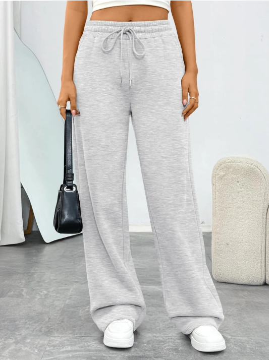 MLDRA Women’s Wide Leg Casual Lounge Pants for Work Going Out Travel,2026 Women Grey Pants with Drawstring Elastic Waist and Pockets