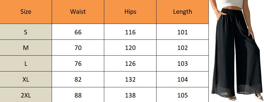 MLDRA Women's Chiffon Dress Beach Wide Leg Palazzo Pants Elastic Waist Trouser