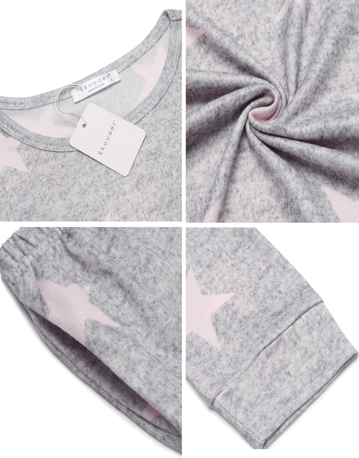 Womens Pajama Sets PJs Lounge Set Long Sleeve Top and Pants Sleepwear Loungewear Crew Neck