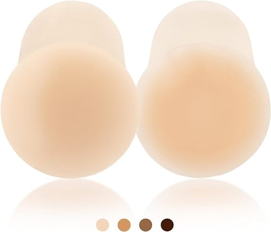 MLDRA Nipple Covers Stickers, Reusable Sticky Adhesive Silicone Nipple Pasties Bras for Women Breast Petals with Travel Case