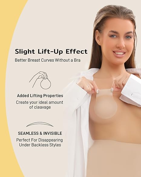 MLDRA Nipple Covers Stickers, Reusable Sticky Adhesive Silicone Nipple Pasties Bras for Women Breast Petals with Travel Case
