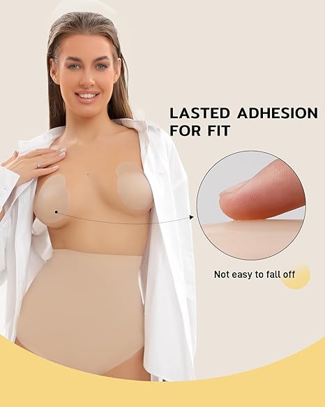 MLDRA Nipple Covers Stickers, Reusable Sticky Adhesive Silicone Nipple Pasties Bras for Women Breast Petals with Travel Case