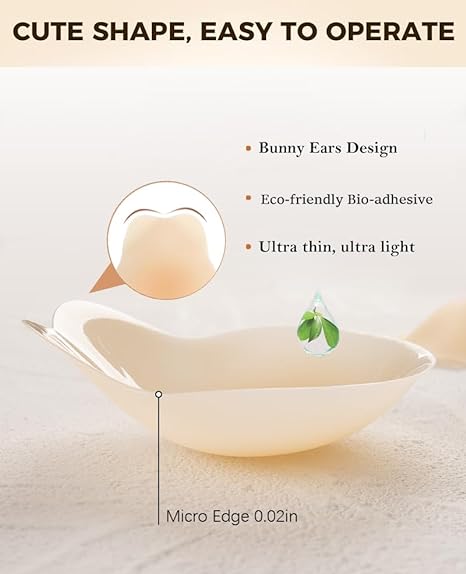 MLDRA Women's Reusable Sticky Bra - Invisible Silicone Backless Strapless Push-Up Bra with 2 Pairs of Nipple Covers for Backless Dresses