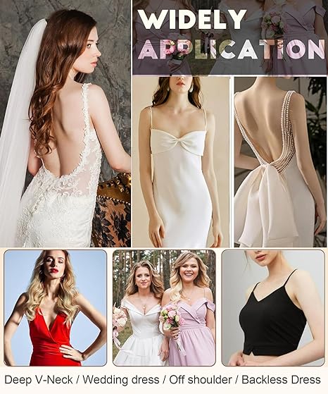 MLDRA Women's Reusable Sticky Bra - Invisible Silicone Backless Strapless Push-Up Bra with 2 Pairs of Nipple Covers for Backless Dresses