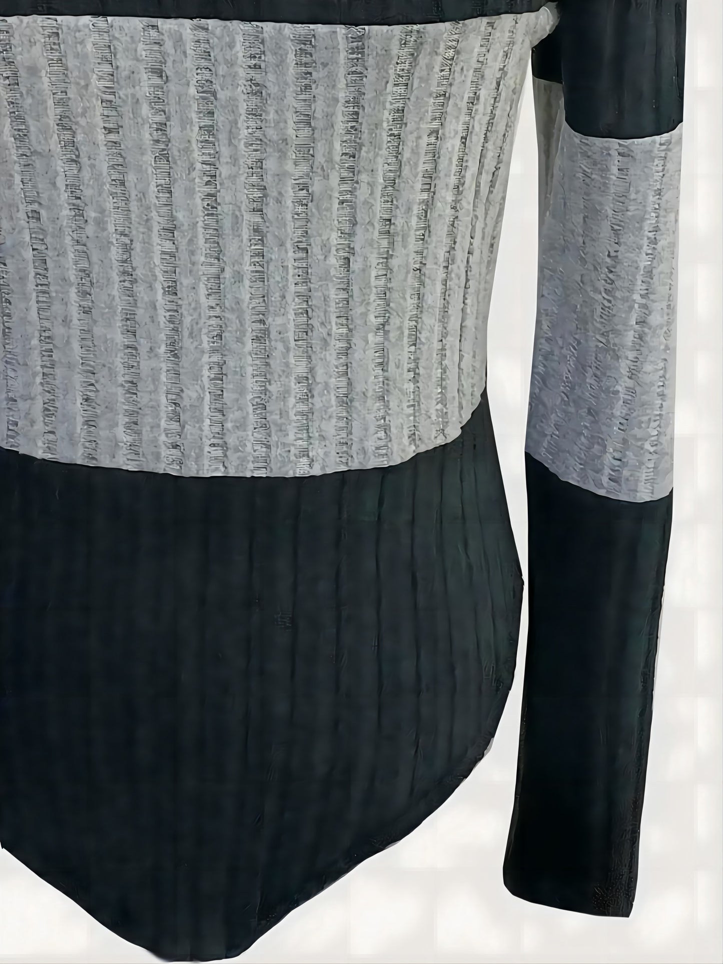 Womens Bodysuit Tummy Control Body Suit Long Sleeve Crew Neck Ribbed Color Block Shirt Tops Black Grey
