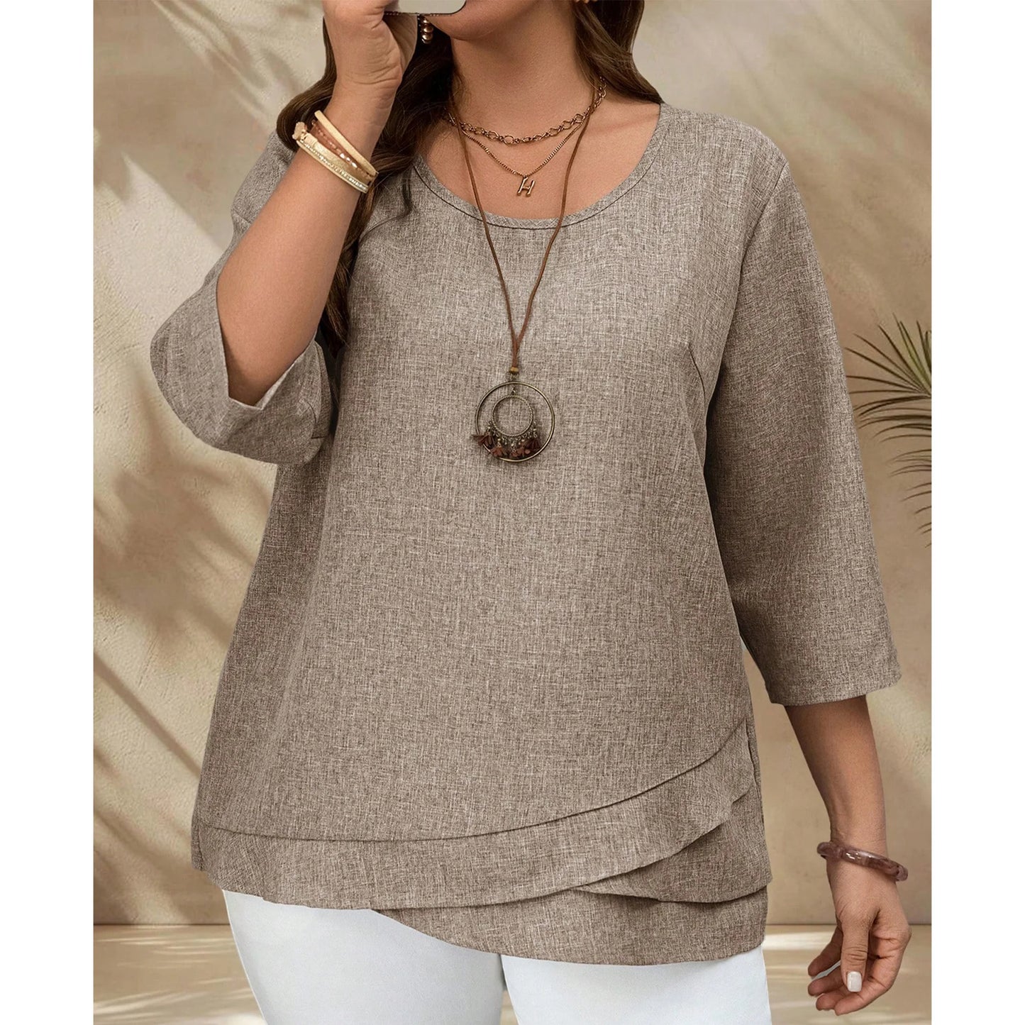 SOMER Plus Size Tops for Women Short Sleeve Crew Neck Shirts Fashion Beach Vacation