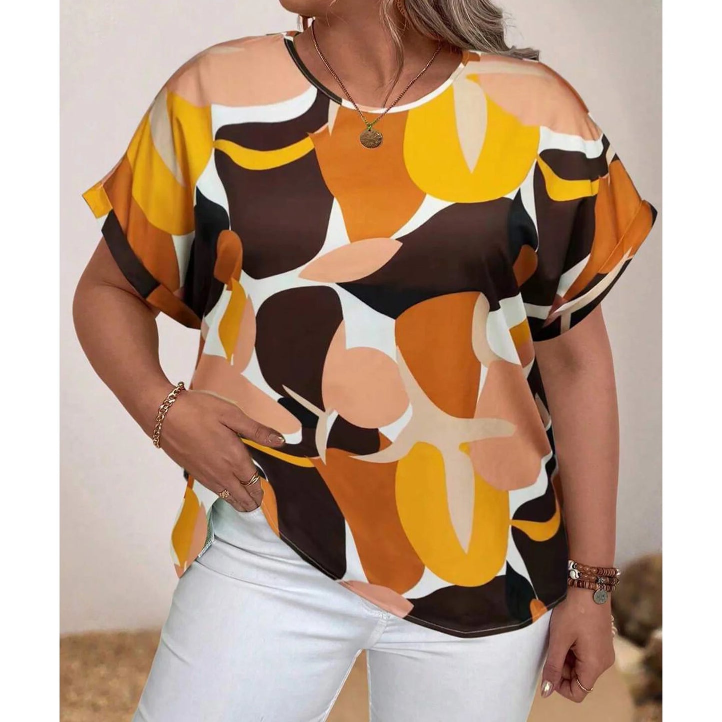 SOMER Plus Size Tops for Women Short Sleeve Women's Tops Casual Plus Size T Shirts Loose Tees 3XL