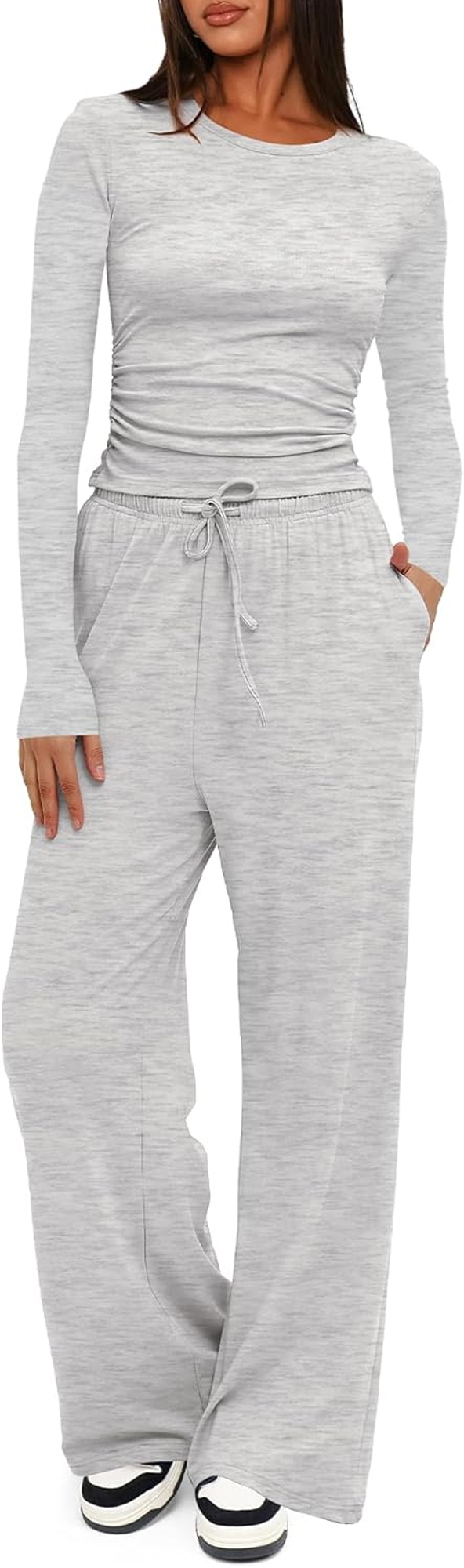 MLDRA 2 Piece Lounge Sets for Women Sweat Suits for Womens Outfit Track Suits Lounge Sets Comfy Fall Sets Casual Wide-Leg Pants, Spring Fall 2025