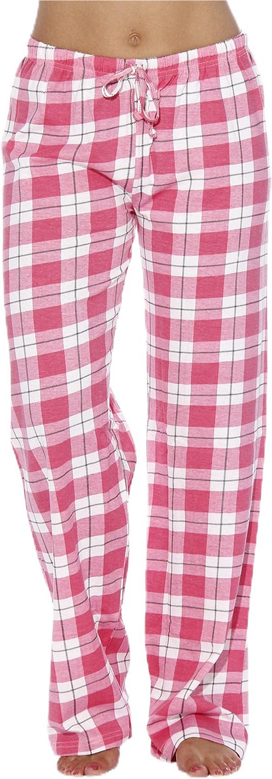 MLDRA Womens Pajama Pants Cotton Flannel Plaid Pants for Women Lounge Pants Women Soft PJ Pants Women Fall Pink