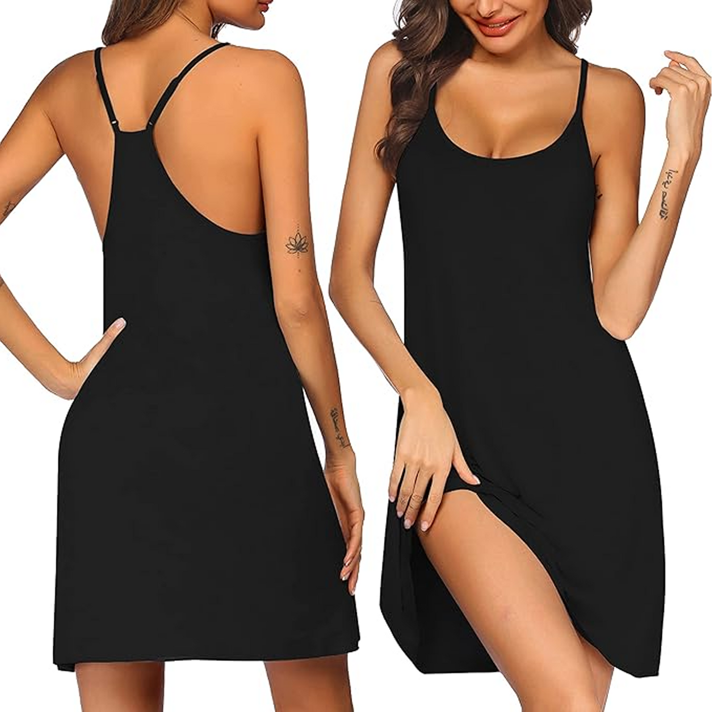 MLDRA Womens Pajamas Iingerie Racerback Sleeveless Nightgown Loose And Comfortable Nightgown