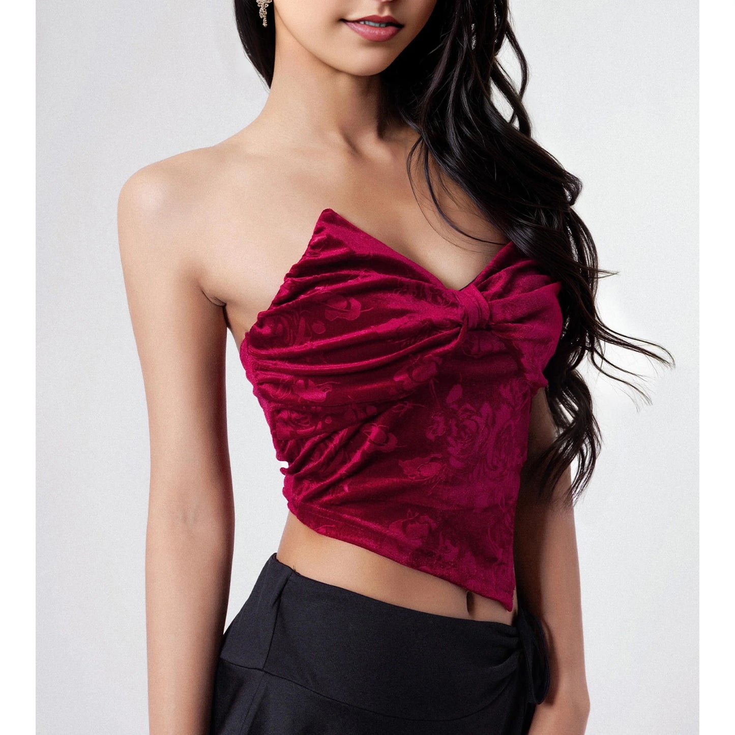 SOMER Women's Party Tube Top For Women's Summer Velvet Print Up Sleeveless Sexy Top