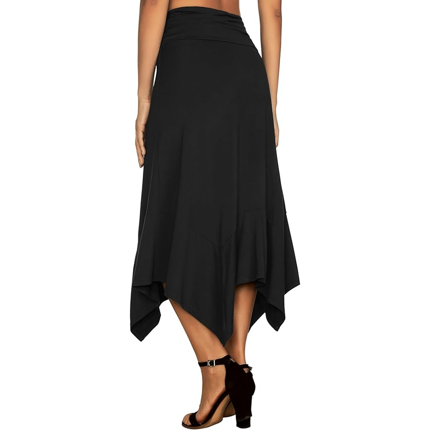 SOMER Skirts For Women High Waist Asymmetrical Hem Midi Skirt A-Line Skirt Casual Beach Black