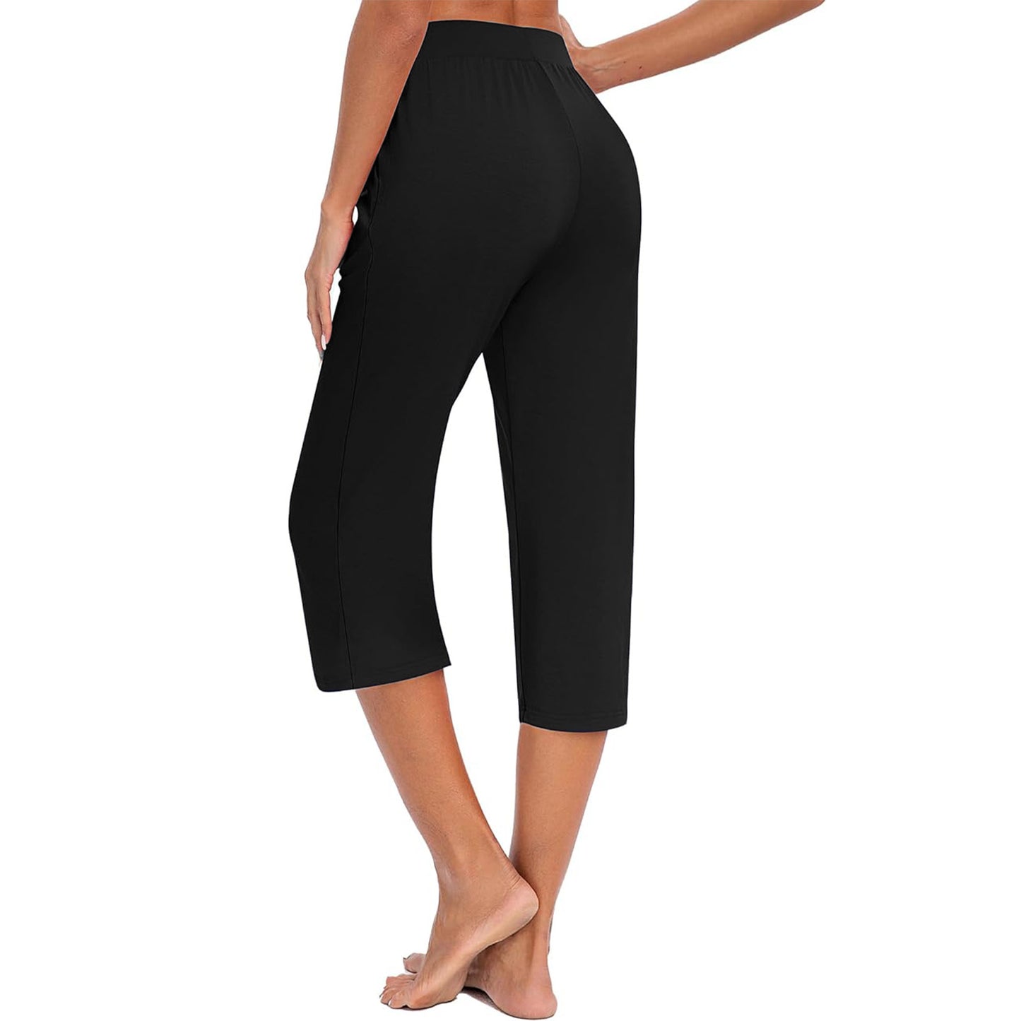 Women's Capri Sweatpants Yoga Capri Pants Cozy Wide Legs Cropped Capri with Pockets, Lounge Jogger Pants Workout Yoga Capris