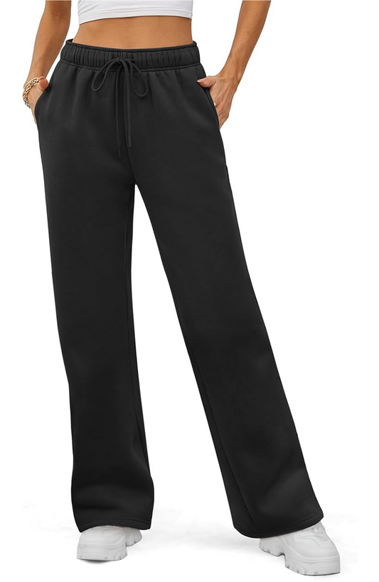 MLDRA Women's Sweatpants Fleece Lined Wide Leg Joggers Baggy Lounge Pants with Drawstring Elastic Waist and Pockets Fall Winter 2025