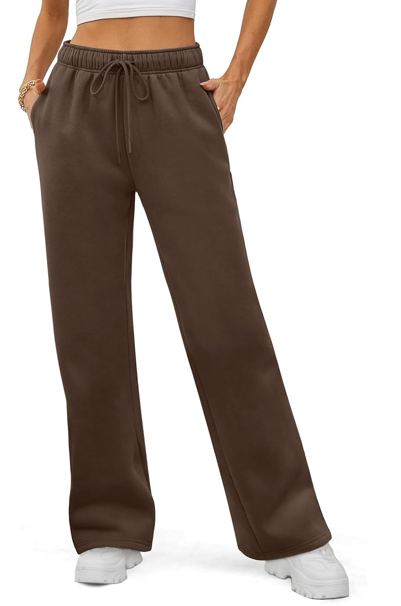 MLDRA Women's Sweatpants Fleece Lined Wide Leg Joggers Baggy Lounge Pants with Drawstring Elastic Waist and Pockets Fall Winter 2025