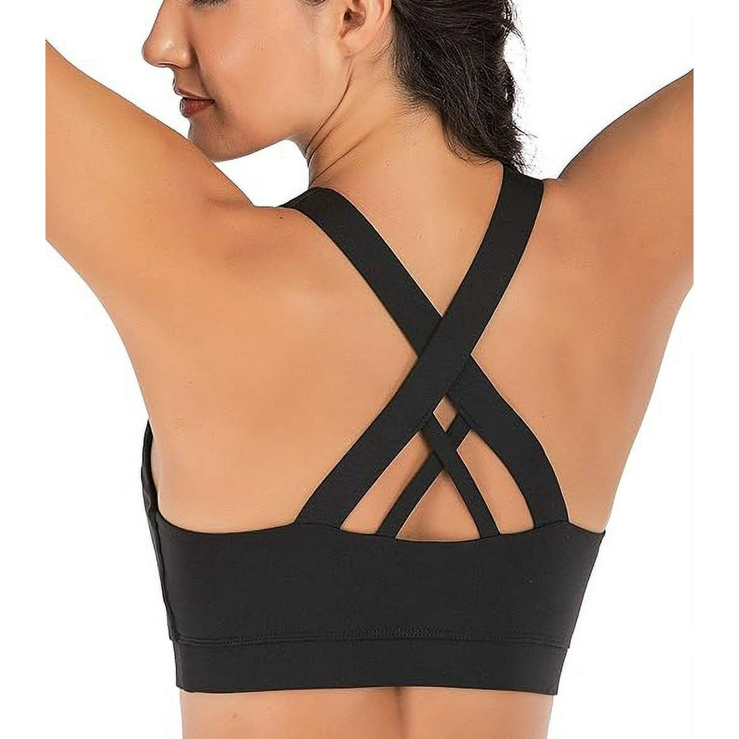 2 Pack Sports Bras for Women, Supportive Workout Bras, Criss-Cross Back Padded Strappy Yoga Bra with Removable Cups