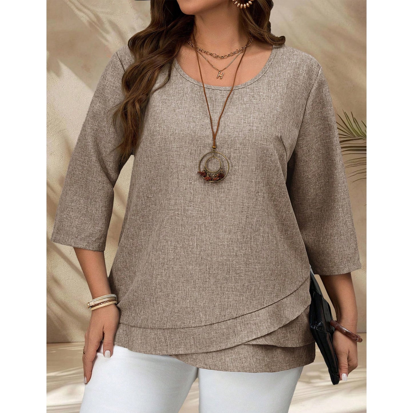SOMER Plus Size Tops for Women Short Sleeve Crew Neck Shirts Fashion Beach Vacation