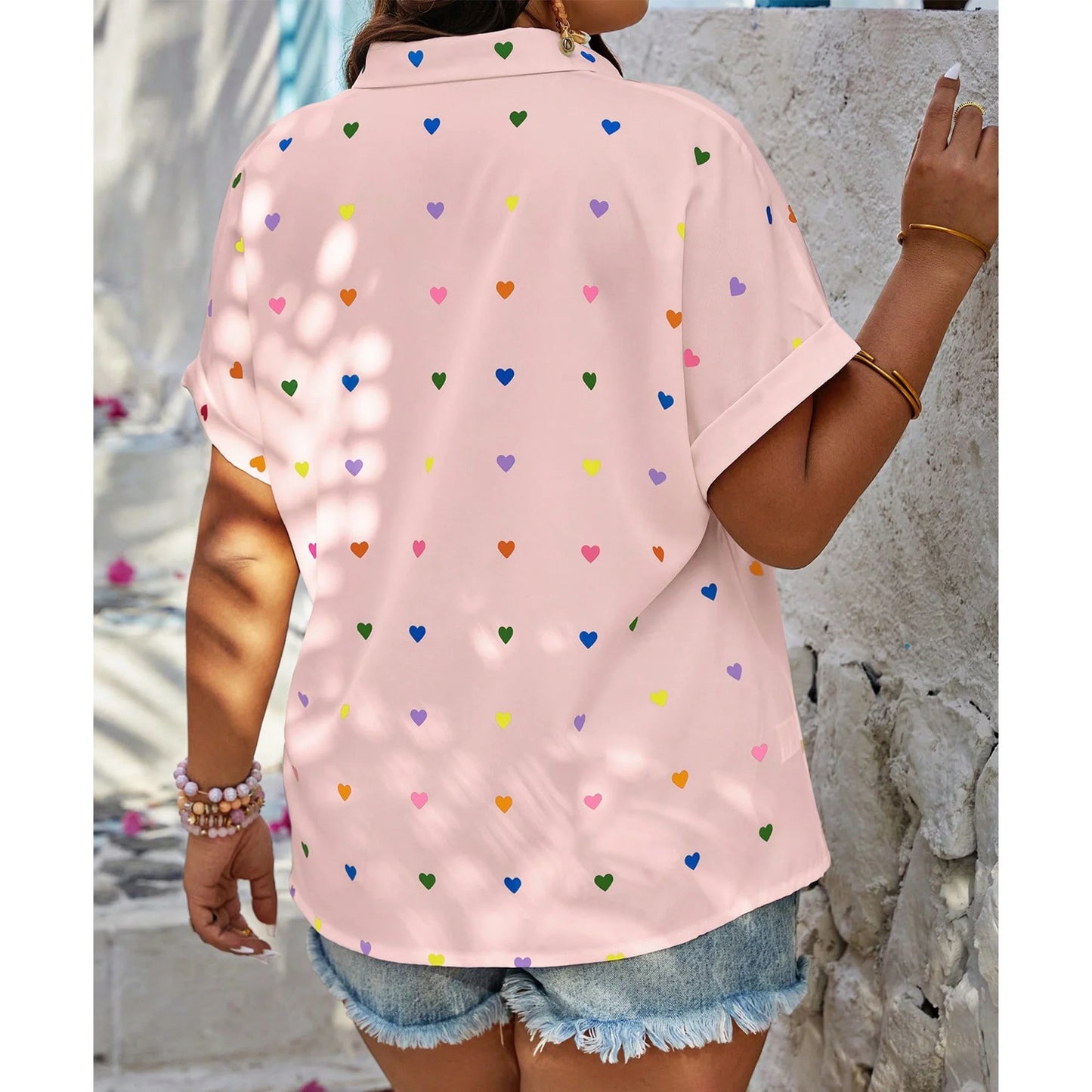 SOMER Plus Size Tops for Women Short Sleeve Women's Tops Button Down Plus Size T Shirts Blouse XL