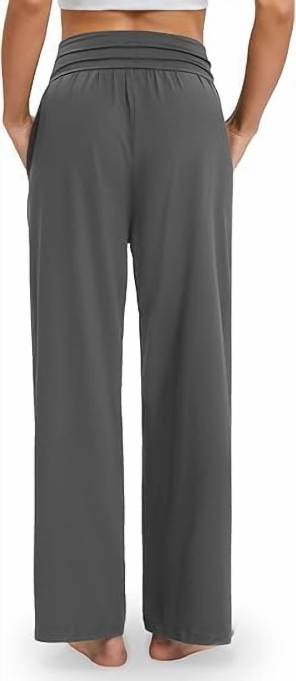 MLDRA Wide Leg Pants Women Flowy Dressy Cotton Casual Womens Pants Elastic High Waist Palazzo Pant for Women with Pockets