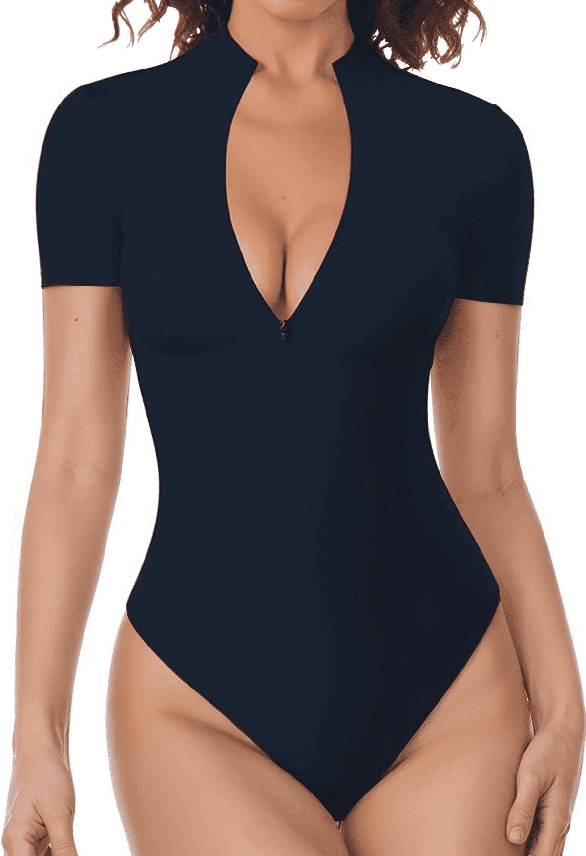 MLDRA 2 Pack Women Body Suit Deep V Neck Short Sleeve Bodysuits Summer Lightweight Tops Black and White