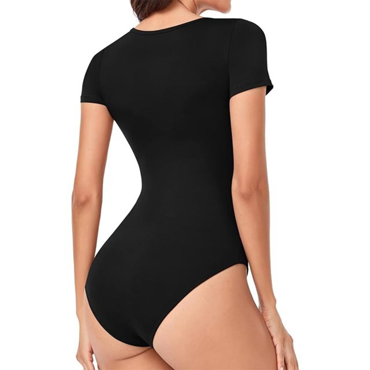 MLDRA 2 Pack Women Body Suit Deep V Neck Short Sleeve Bodysuits Summer Lightweight Tops Black and White